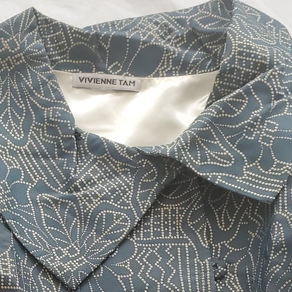 Vivienne Tam green and gold ¾ sleeve cropped swing - Picture 9 of 9